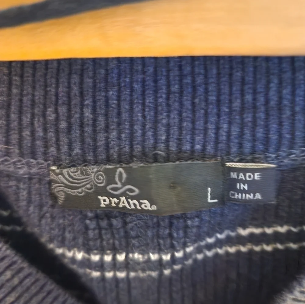 Prana organic cotton wool blend milani sweater dress size large navy stripe - Picture 8 of 13